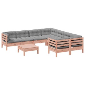 vidaXL 9-tlg. Garten-Sofagarnitur mit Kissen Massivholz Douglasie