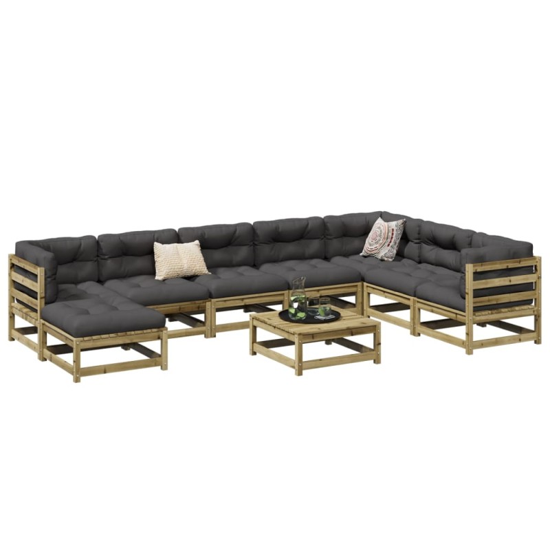 vidaXL 9-tlg. Garten-Sofagarnitur mit Kissen Kiefernholz Imprägniert vidaXL 9-tlg. Garten-Sofagarnitur mit Kissen Kiefernholz Imprägniert