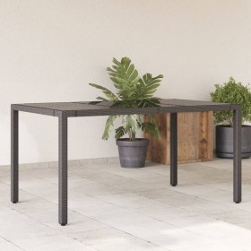 vidaXL Gartentisch mit Glasplatte Schwarz 150x90x75 cm Poly Rattan