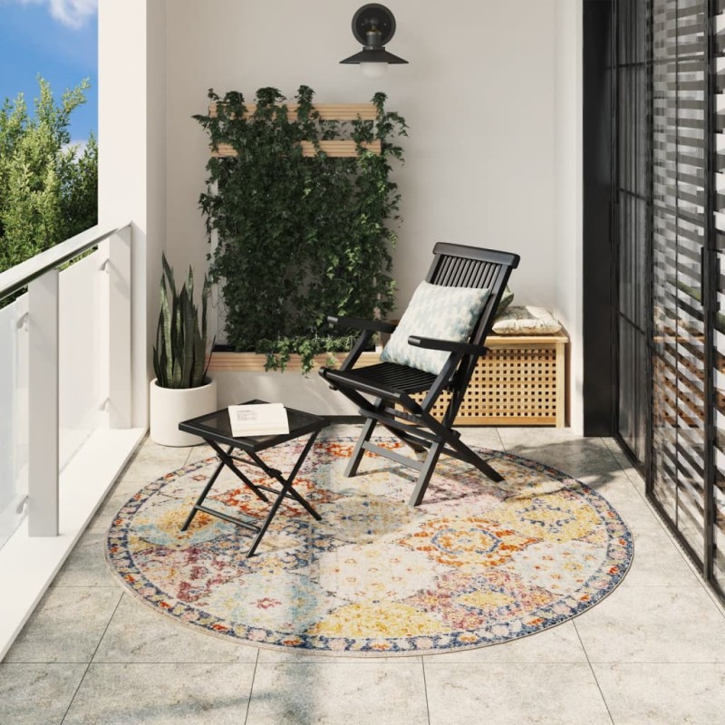 vidaXL Teppich ARBIZU Indoor und Outdoor Vintage-Design Ø 200 cm vidaXL Teppich ARBIZU Indoor und Outdoor Vintage-Design Ø 200 cm
