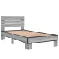 vidaXL Bettgestell Grau Sonoma 75x190 cm Holzwerkstoff und Metall vidaXL Bettgestell Grau Sonoma 75x190 cm Holzwerkstoff und Metall