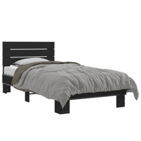 vidaXL Bettgestell Schwarz 90x190 cm Holzwerkstoff und Metall