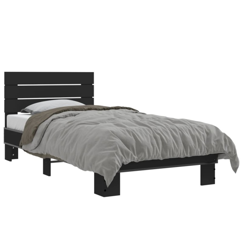 vidaXL Bettgestell Schwarz 90x190 cm Holzwerkstoff und Metall vidaXL Bettgestell Schwarz 90x190 cm Holzwerkstoff und Metall