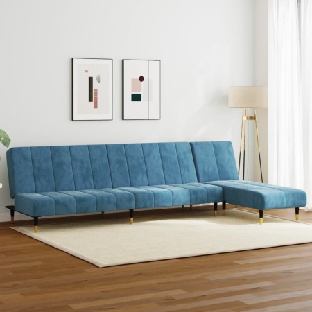vidaXL 2-tlg. Sofagarnitur Blau Samt