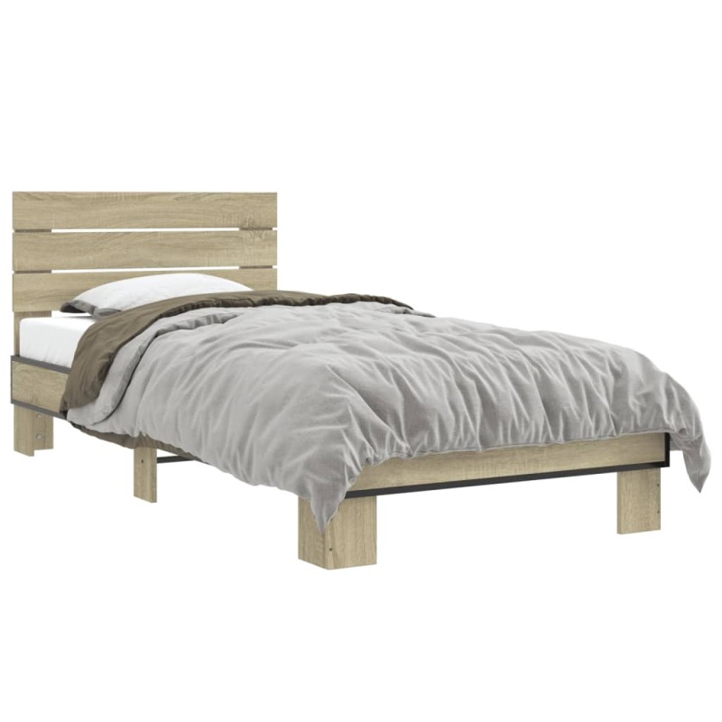 vidaXL Bettgestell Sonoma-Eiche 100x200 cm Holzwerkstoff und Metall vidaXL Bettgestell Sonoma-Eiche 100x200 cm Holzwerkstoff und Metall