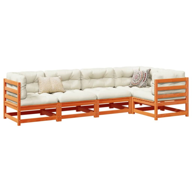 vidaXL 5-tlg. Garten-Sofagarnitur Wachsbraun Massivholz Kiefer vidaXL 5-tlg. Garten-Sofagarnitur Wachsbraun Massivholz Kiefer