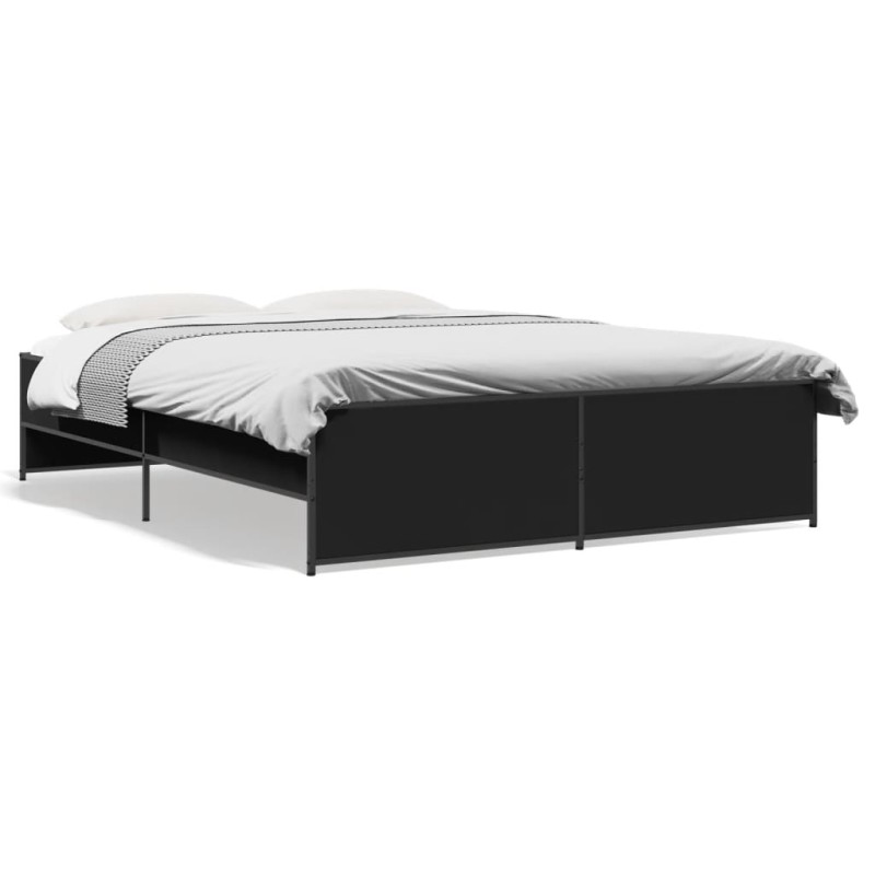 vidaXL Bettgestell Schwarz 160x200 cm Holzwerkstoff und Metall vidaXL Bettgestell Schwarz 160x200 cm Holzwerkstoff und Metall