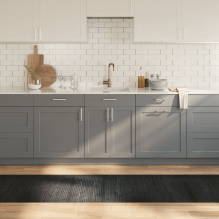 vidaXL Teppich Rechteckig Grau 70x300 cm Bambus