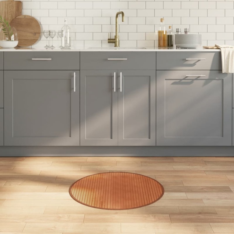 vidaXL Teppich Rund Braun 60 cm Bambus vidaXL Teppich Rund Braun 60 cm Bambus