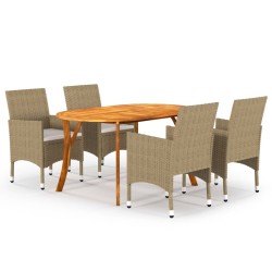 vidaXL 5-tlg. Garten-Essgruppe Beige