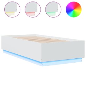 vidaXL Bettgestell mit LED Weiß 90x190 cm Holzwerkstoff