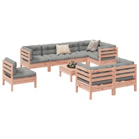 vidaXL 9-tlg. Garten-Sofagarnitur mit Kissen Massivholz Douglasie