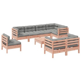 vidaXL 9-tlg. Garten-Sofagarnitur mit Kissen Massivholz Douglasie