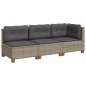 vidaXL Gartensofa mit Kissen 3-Sitzer Grau Poly Rattan vidaXL Gartensofa mit Kissen 3-Sitzer Grau Poly Rattan