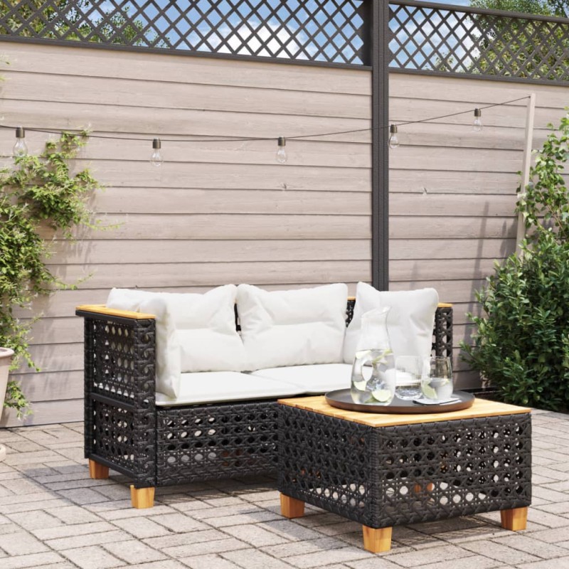 vidaXL Garten-Ecksofas mit Kissen 2 Stk. Schwarz Poly Rattan vidaXL Garten-Ecksofas mit Kissen 2 Stk. Schwarz Poly Rattan