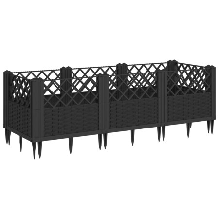 vidaXL Pflanzkasten mit Erdspießen Schwarz 123,5x43,5x43,5 cm PP