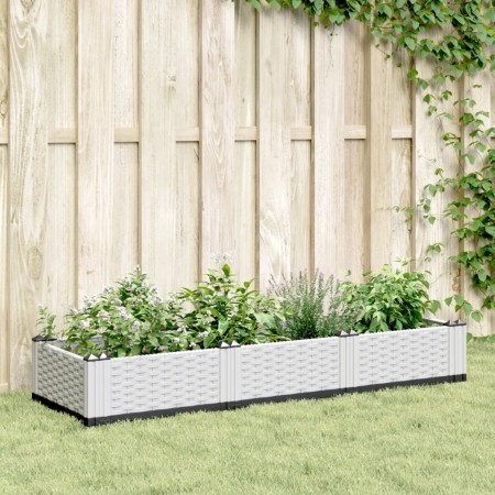 vidaXL Pflanzkasten mit Erdspießen Weiß 125x40x28,5 cm PP