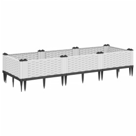 vidaXL Pflanzkasten mit Erdspießen Weiß 125x40x28,5 cm PP
