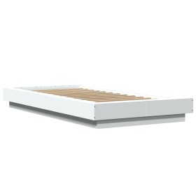 vidaXL Bettgestell mit LED Weiß 100x200 cm Holzwerkstoff