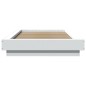 vidaXL Bettgestell mit LED Weiß 100x200 cm Holzwerkstoff vidaXL Bettgestell mit LED Weiß 100x200 cm Holzwerkstoff