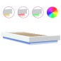 vidaXL Bettgestell mit LED Weiß 100x200 cm Holzwerkstoff vidaXL Bettgestell mit LED Weiß 100x200 cm Holzwerkstoff