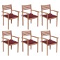 Stapelbare Gartenstühle mit Kissen 6 Stk. Massivholz Teak Stapelbare Gartenstühle mit Kissen 6 Stk. Massivholz Teak