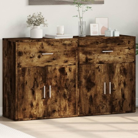 vidaXL Sideboards 2 Stk. Räuchereiche 60x31x70 cm Holzwerkstoff