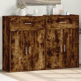 vidaXL Sideboards 2 Stk. Räuchereiche 60x30x84 cm Holzwerkstoff