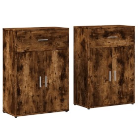 vidaXL Sideboards 2 Stk. Räuchereiche 60x30x84 cm Holzwerkstoff
