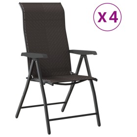 vidaXL Gartenstühle 4 Stk. Klappbar Schwarz Kaffeebraun Poly Rattan