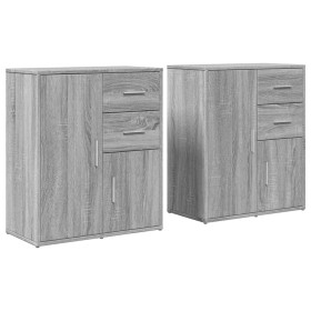 vidaXL Sideboards 2 Stk. Grau Sonoma-Eiche 60x31x70 cm Holzwerkstoff