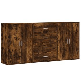 vidaXL Sideboards 3 Stk. Räuchereiche 60x31x84 cm Holzwerkstoff