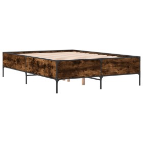vidaXL Bettgestell Räuchereiche 140x200 cm Holzwerkstoff und Metall