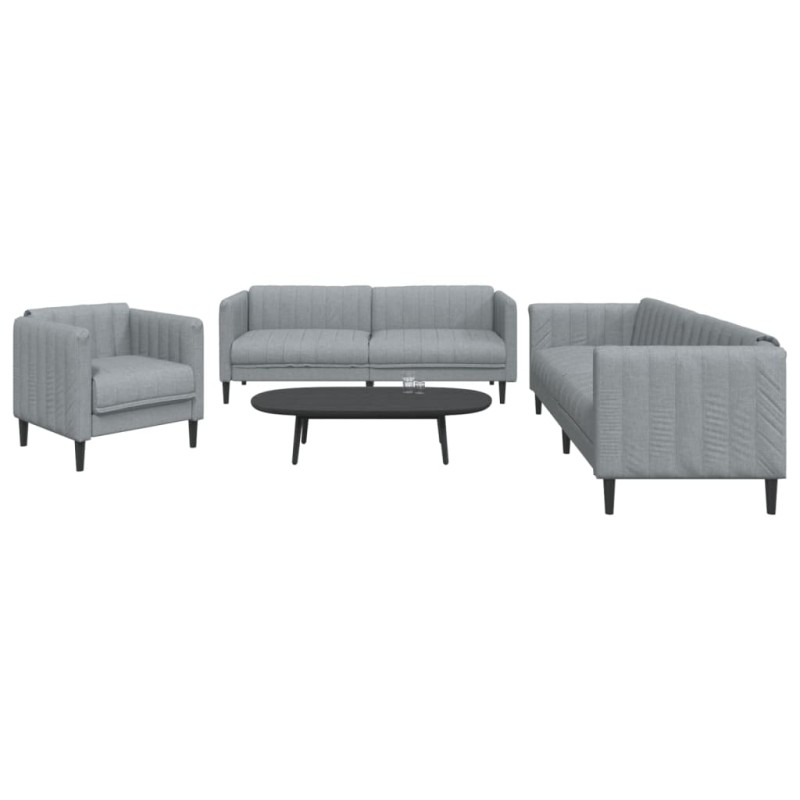 vidaXL 3-tlg. Sofagarnitur Hellgrau Stoff vidaXL 3-tlg. Sofagarnitur Hellgrau Stoff