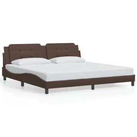 vidaXL Bettgestell mit Kopfteil Braun 200x200 cm Kunstleder