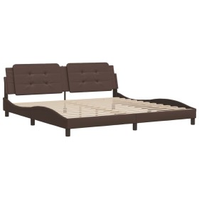 vidaXL Bettgestell mit Kopfteil Braun 200x200 cm Kunstleder