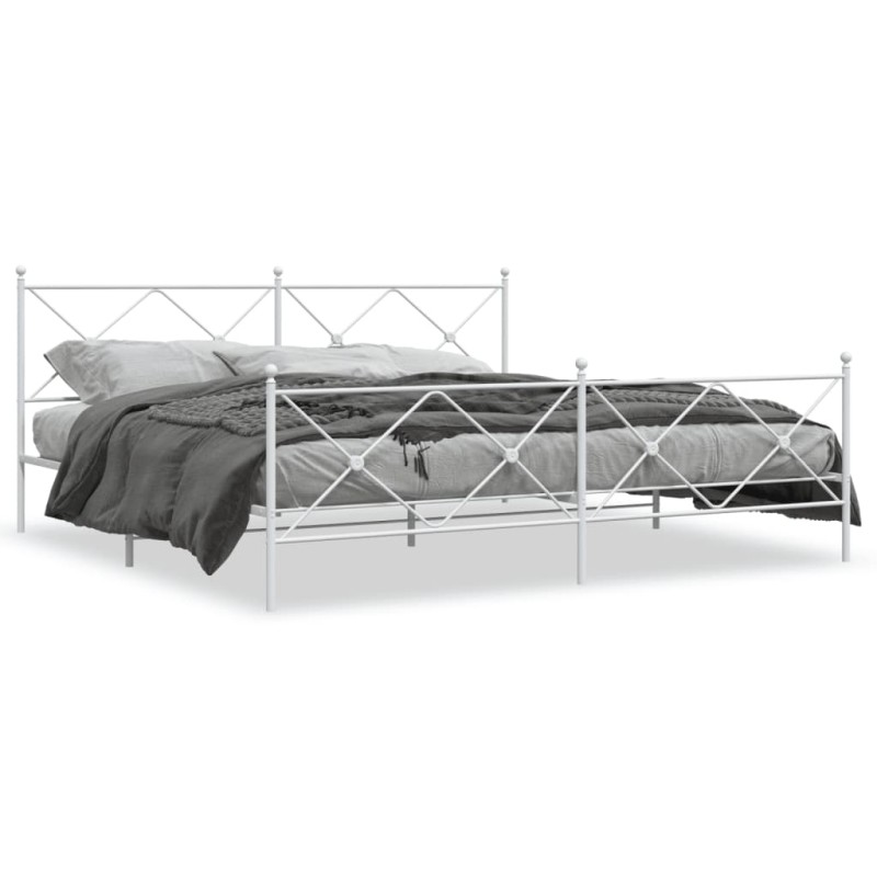vidaXL Bettgestell mit Kopf- und Fußteil Metall Weiß 200x200 cm vidaXL Bettgestell mit Kopf- und Fußteil Metall Weiß 200x200 cm