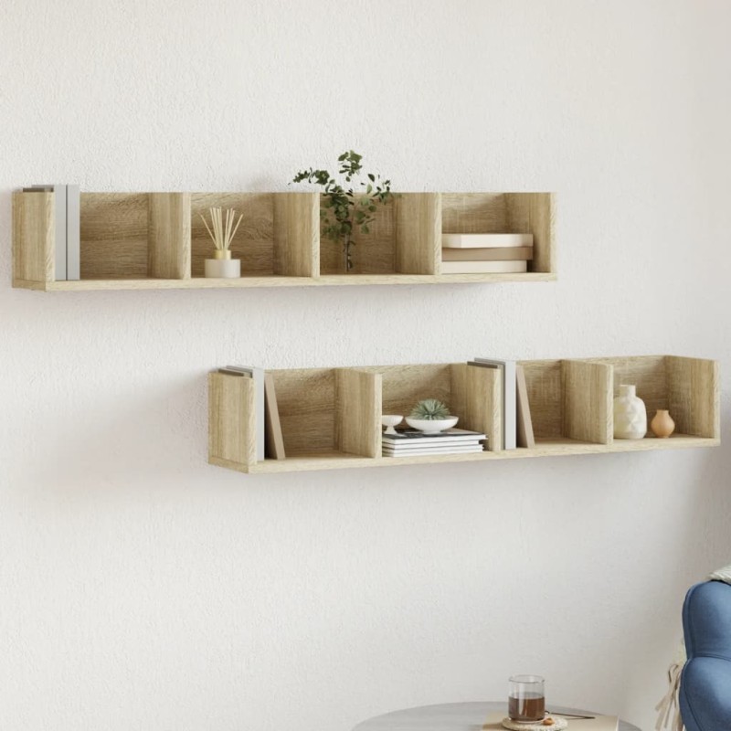 vidaXL Wandschränke 2 Stk. Sonoma-Eiche 99x18x16,5 cm Holzwerkstoff vidaXL Wandschränke 2 Stk. Sonoma-Eiche 99x18x16,5 cm Holzwerkstoff