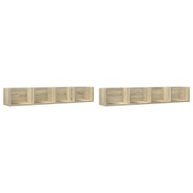 vidaXL Wandschränke 2 Stk. Sonoma-Eiche 99x18x16,5 cm Holzwerkstoff