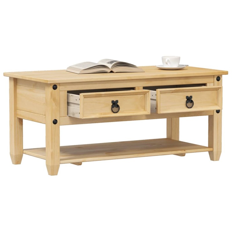 vidaXL Couchtisch mit Schubladen Corona 100x48x45 cm Massivholz Kiefer vidaXL Couchtisch mit Schubladen Corona 100x48x45 cm Massivholz Kiefer