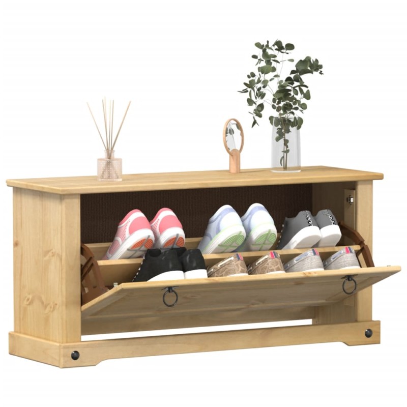 vidaXL Schuhschrank Corona 99x32x47 cm Massivholz Kiefer vidaXL Schuhschrank Corona 99x32x47 cm Massivholz Kiefer