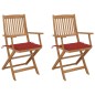 vidaXL Klappbare Gartenstühle 2 Stk. mit Kissen Massivholz Akazie vidaXL Klappbare Gartenstühle 2 Stk. mit Kissen Massivholz Akazie