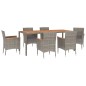 vidaXL 7-tlg. Garten-Essgruppe mit Kissen Grau Poly Rattan vidaXL 7-tlg. Garten-Essgruppe mit Kissen Grau Poly Rattan