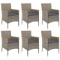 vidaXL 7-tlg. Garten-Essgruppe mit Kissen Grau Poly Rattan vidaXL 7-tlg. Garten-Essgruppe mit Kissen Grau Poly Rattan