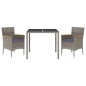 vidaXL 3-tlg. Garten-Essgruppe mit Kissen Grau Poly Rattan vidaXL 3-tlg. Garten-Essgruppe mit Kissen Grau Poly Rattan
