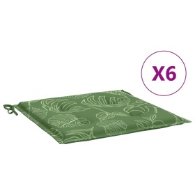 vidaXL Stuhlkissen 6 Stk. Blattmuster 40x40x3 cm Stoff