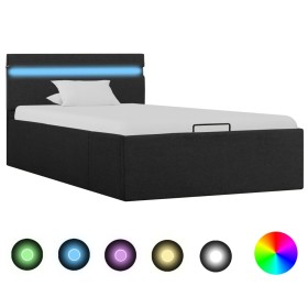 vidaXL Bett mit Bettkasten Hydraulisch LED Dunkelgrau Stoff 90x200 cm 