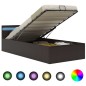 vidaXL Bett mit Bettkasten Hydraulisch LED Grau Kunstleder 90x200 cm vidaXL Bett mit Bettkasten Hydraulisch LED Grau Kunstleder 90x200 cm