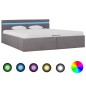 vidaXL Bett mit Bettkasten Hydraulisch mit LED Taupe Stoff 160x200 cm vidaXL Bett mit Bettkasten Hydraulisch mit LED Taupe Stoff 160x200 cm