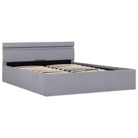 vidaXL Bett mit Bettkasten Hydraulisch LED Hellgrau Stoff 140x200 cm 